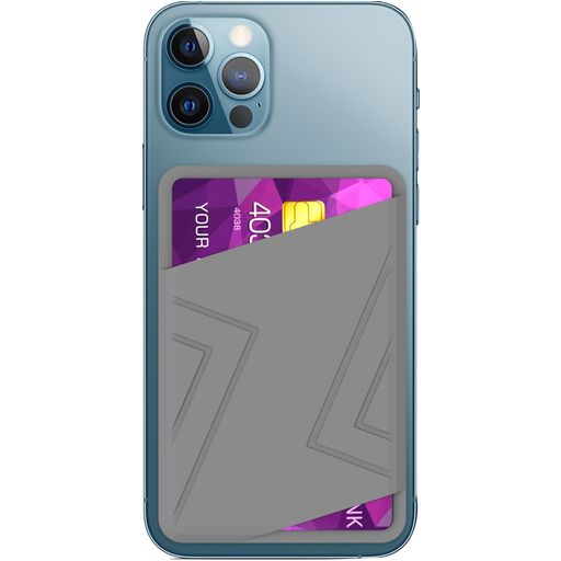 Mobigear Wallet Pouch - Porte Cartes en en Silicone - 2 Cartes - Compatible MagSafe - Gris