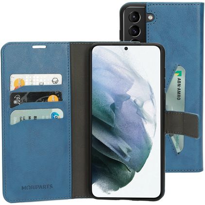 Mobiparts Classic Wallet Housse Samsung Galaxy S21 Plus Etui Porte-Monnaie - Steel Blue