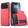 Mobigear Card Coque iPhone 18 Pro Coque arrière Rigide Anti-Chocs avec Porte-Cartes - Rouge