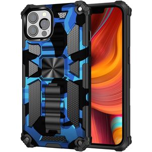 Mobigear Armor Stand Coque iPhone 13 Pro Max Coque arrière Rigide Anti-Chocs avec Support Amovible - Bleu
