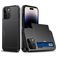 Mobigear Card Coque iPhone 15 Pro Max Coque arrière Rigide Anti-Chocs avec Porte-Cartes - Noir