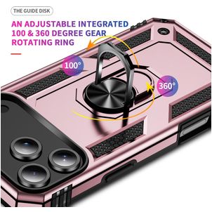 Mobigear Armor Ring Coque iPhone 17 Pro Max Coque arrière Rigide Anti-Chocs avec Anneau-Support - Rose doré