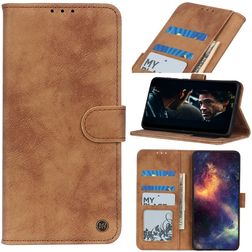 Mobigear Retro Samsung Galaxy S21 Étui Portefeuille - Marron