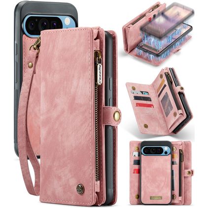 CaseMe 008 Housse Google Pixel 9 Pro XL Etui avec Coque Détachable Porte-Monnaie - Rose
