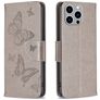 Mobigear Butterfly Housse iPhone 15 Pro Max Etui Porte-Monnaie - Gris