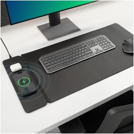 Mobilize PU Leather Desk Mat - Chargeur Qi Wireless 2 mètres 15W - Noir