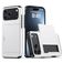 Mobigear Card iPhone 18 Pro Plastique rigide Coque arrière Antichoc avec porte-cartes - Blanc
