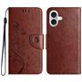 Mobigear Flowers Housse iPhone 16 Etui Porte-Monnaie - Marron