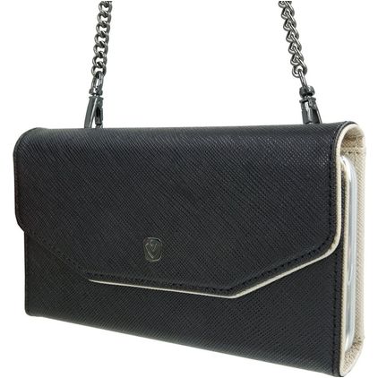 Valenta iPhone 11 Coque Cuir véritable Sac à main 2en1 avec coque amovible - Black Nuit