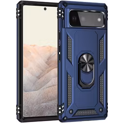 Mobigear Armor Ring Coque Google Pixel 6 Coque arrière Rigide Anti-Chocs avec Anneau-Support - Bleu