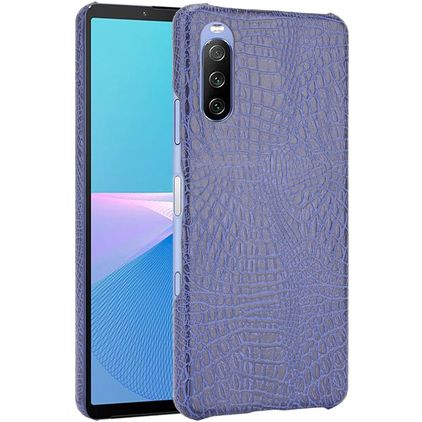 Mobigear Croco Sony Xperia 10 III Plastique rigide Coque arrière - Bleu