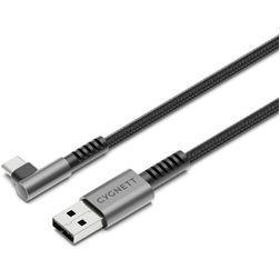 Cygnett Angled Braided - Câble USB-A vers USB-C 1 mètre - Noir