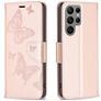 Mobigear Butterfly Housse Samsung Galaxy S23 Ultra Etui Porte-Monnaie - Rose doré