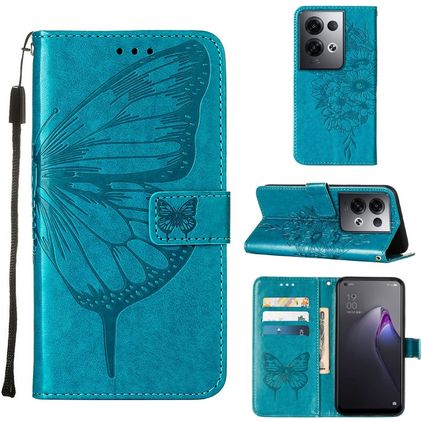 Mobigear Butterfly Housse OPPO Reno 8 Pro 5G Etui Porte-Monnaie - Bleu
