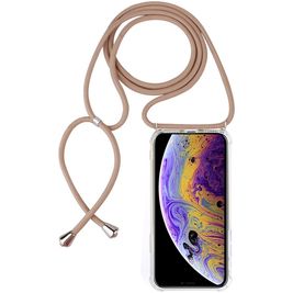 Mobigear Lanyard iPhone XS Coque avec cordon en TPU Souple - Transparent / Marron