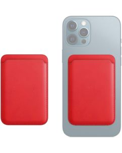Mobigear Wallet - Porte Cartes en - 3 Cartes - Compatible MagSafe - Rouge