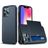 Mobigear Card Coque iPhone 13 Mini Coque arrière Rigide Anti-Chocs avec Porte-Cartes - Bleu