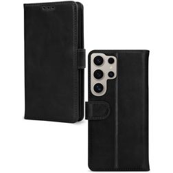 Mobilize Wallet Housse Samsung Galaxy S24 Ultra Etui en Cuir Véritable Porte-Monnaie - Noir