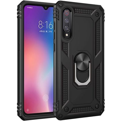 Mobigear Armor Ring Coque Xiaomi Mi 9 Coque arrière Rigide Anti-Chocs avec Anneau-Support - Noir
