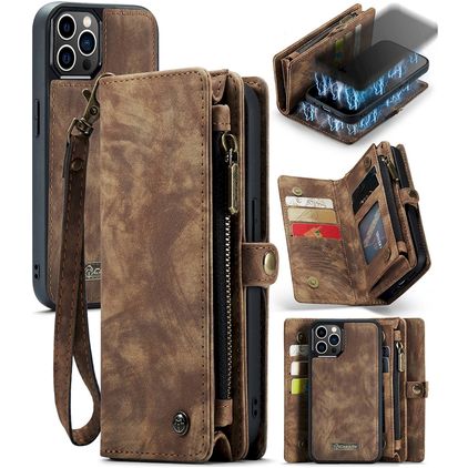 Caseme 008 Housse iPhone 12 Pro Max Etui avec Coque Détachable Porte-Monnaie - Marron