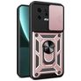 Mobigear Armor Ring Cam Slide Xiaomi 13 Plastique rigide Coque arrière Antichoc avec bague de maintien et cache caméra coulissant - Rose doré