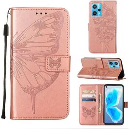 Mobigear Butterfly Housse Realme 9 Pro Plus Etui Porte-Monnaie - Rose doré