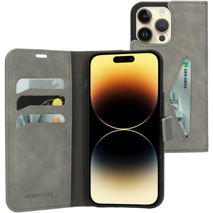 Mobiparts Classic Wallet Housse iPhone 14 Pro Max Etui Porte-Monnaie - Granite Grey