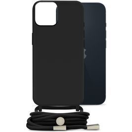 Mobilize Lanyard Gelly iPhone 14 Coque avec cordon en TPU Souple - Noir