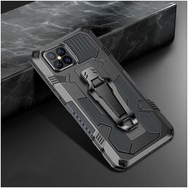 Mobigear Armor Stand Coque iPhone 12 Pro Coque arrière Rigide Anti-Chocs avec Support Amovible - Gris