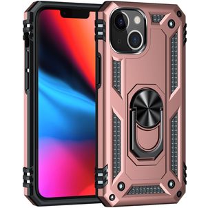 Mobigear Armor Ring Coque iPhone 13 Coque arrière Rigide Anti-Chocs avec Anneau-Support - Rose doré
