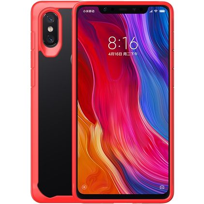 Mobigear Crystal Coque Xiaomi Mi 8 SE Coque arrière Rigide - Transparent / Rouge