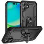 Mobigear Armor Ring iPhone 17 Plastique rigide Coque arrière Antichoc avec bague de maintien - Noir