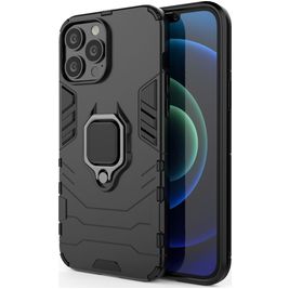 Mobigear Armor Ring Coque iPhone 13 Pro Max Coque arrière Rigide Anti-Chocs avec Anneau-Support - Noir