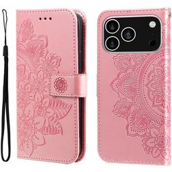 Mobigear Flowers Housse iPhone 17 Pro Etui Porte-Monnaie - Rose doré