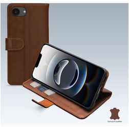 Mobilize Wallet Housse iPhone 16e Etui en Cuir Véritable Porte-Monnaie - Marron