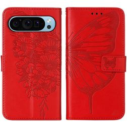 Mobigear Butterfly Housse Google Pixel 9 Etui Porte-Monnaie - Rouge