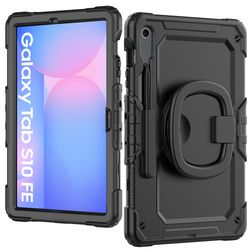 Mobilize Rotating Defender Samsung Galaxy Tab S10 FE Plastique rigide / Silicone Coque arrière + Bandoulière + Support - Noir
