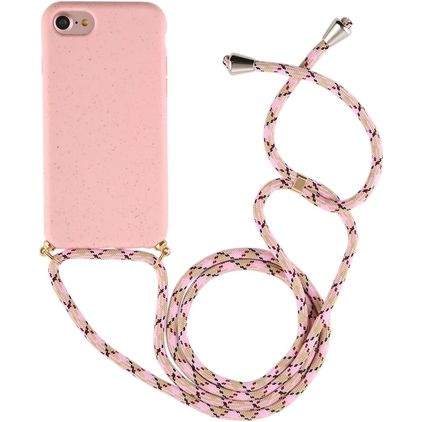 Mobigear Lanyard iPhone SE (2022) Coque avec cordon en TPU Souple - Rose