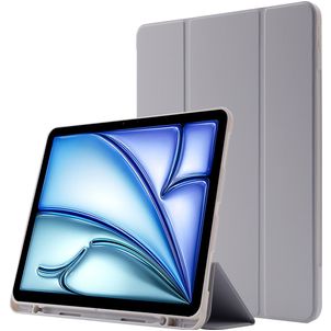 Mobigear Tri-Fold Gel Coque iPad Air 11 Pouces (2025) Etui en TPU,Similicuir + Porte-crayon - Gris