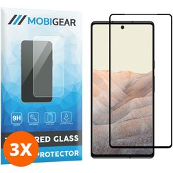 Mobigear Premium Google Pixel 6 Verre trempé Protection d'écran - Compatible Coque - Noir (Lot de 3)