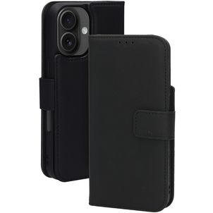 Mobiparts Housse iPhone 16 MagSafe Etui avec Coque Détachable en Cuir Véritable Porte-Monnaie - Noir