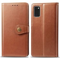 Mobigear Snap Button Housse Samsung Galaxy A41 Etui Porte-Monnaie - Cognac
