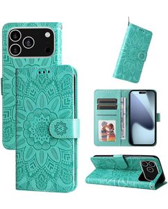 Mobigear Sunflower iPhone 18 Pro Étui Portefeuille - Vert