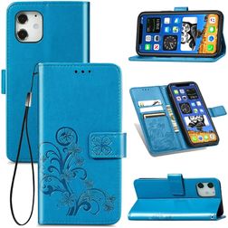 Mobigear Clover Housse iPhone 12 Etui Porte-Monnaie - Bleu