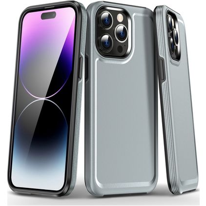 Mobigear Slim Armor Coque iPhone 15 Pro Max Coque arrière Rigide Anti-Chocs - Gris
