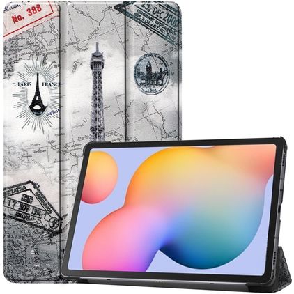 Mobigear Tri-Fold Coque Samsung Galaxy Tab S6 Lite Etui - tour Eiffel