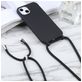 Mobigear Lanyard iPhone 16 Coque avec cordon en Silicone - Noir