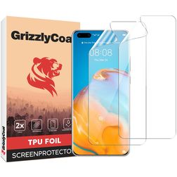 GrizzlyCoat Huawei P40 Pro Plus Hydrogel TPU Protection d'écran - Compatible coque + Cadre de pose (Lot de 2)