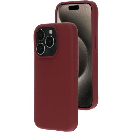 Mobiparts Coque iPhone 15 Pro Coque arrière en Silicone - Plum Red