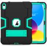 Mobigear ShieldStand Coque iPad 10 (2022) Coque arrière en Plastique rigide,Silicone + Support Amovible - Vert / Bleu Marin